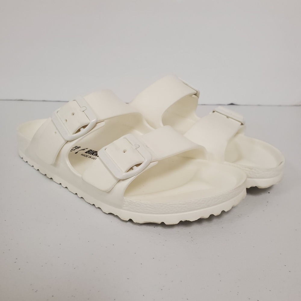 Birkenstock Eva Arizona Sandals Size 7 Medium/Narrow White Slides Buckle Comfort